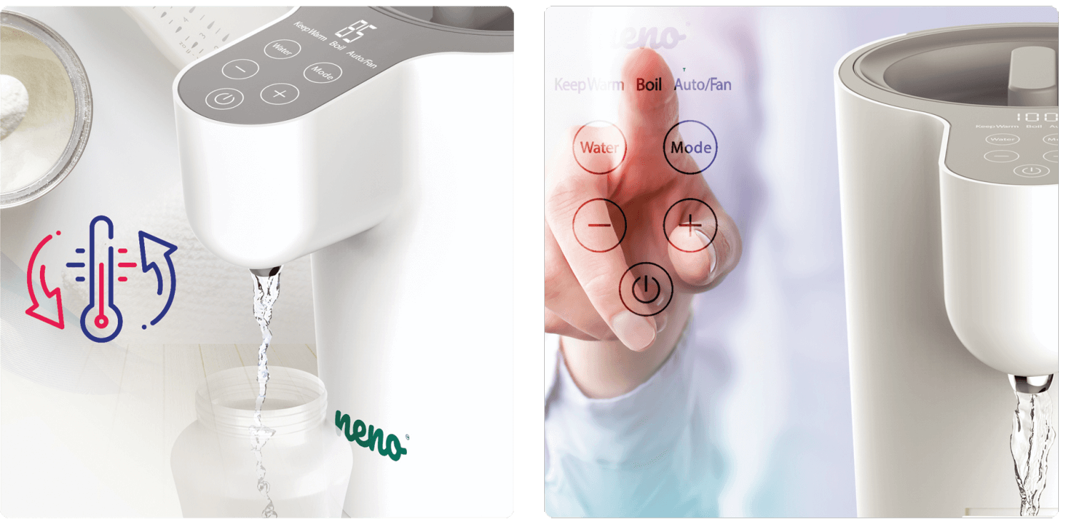 neno aqua - utrzymywanie temperatury mleka , panel dotykowy