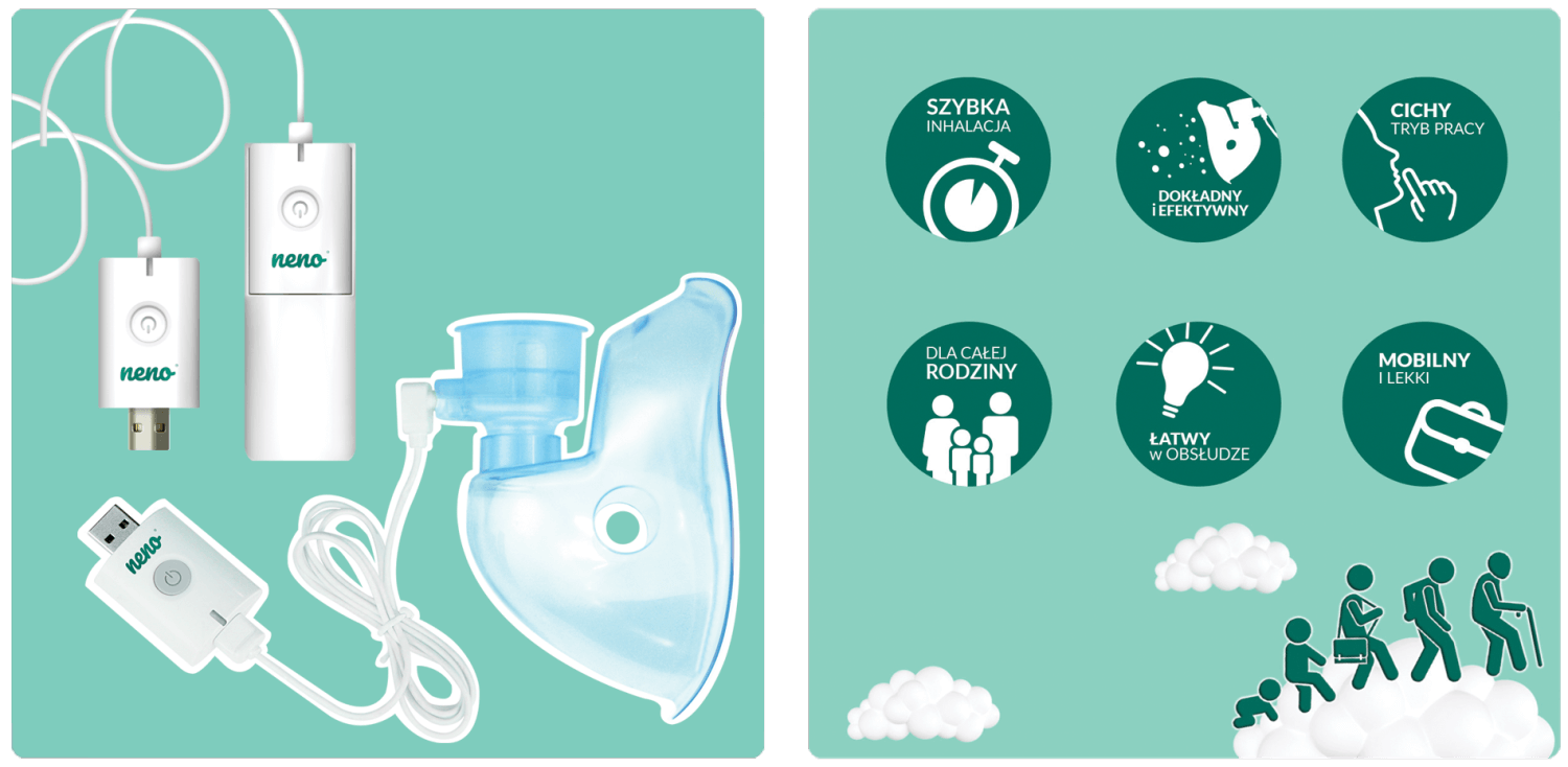 mobilny nebulizator, inhalator siateczkowy dla niemowląt