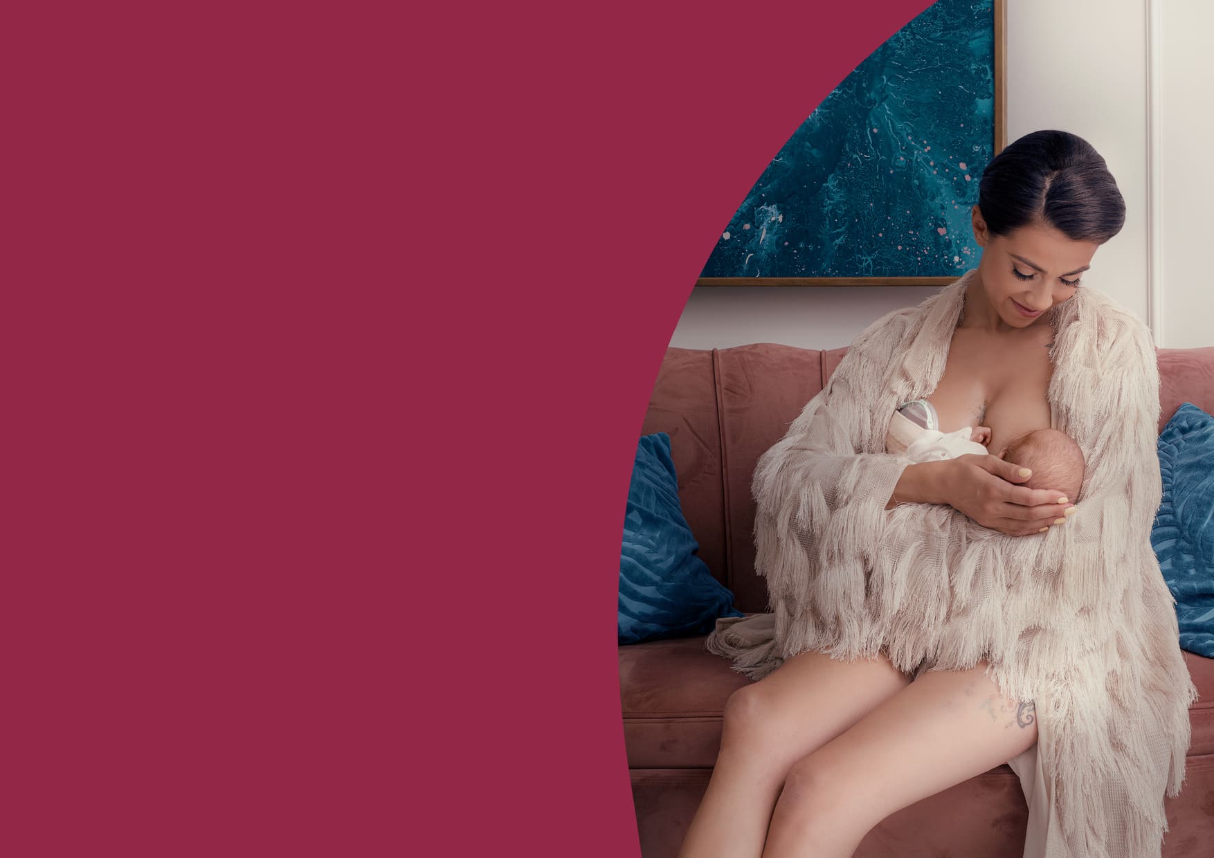 Maja Hyży breastfeeding a child