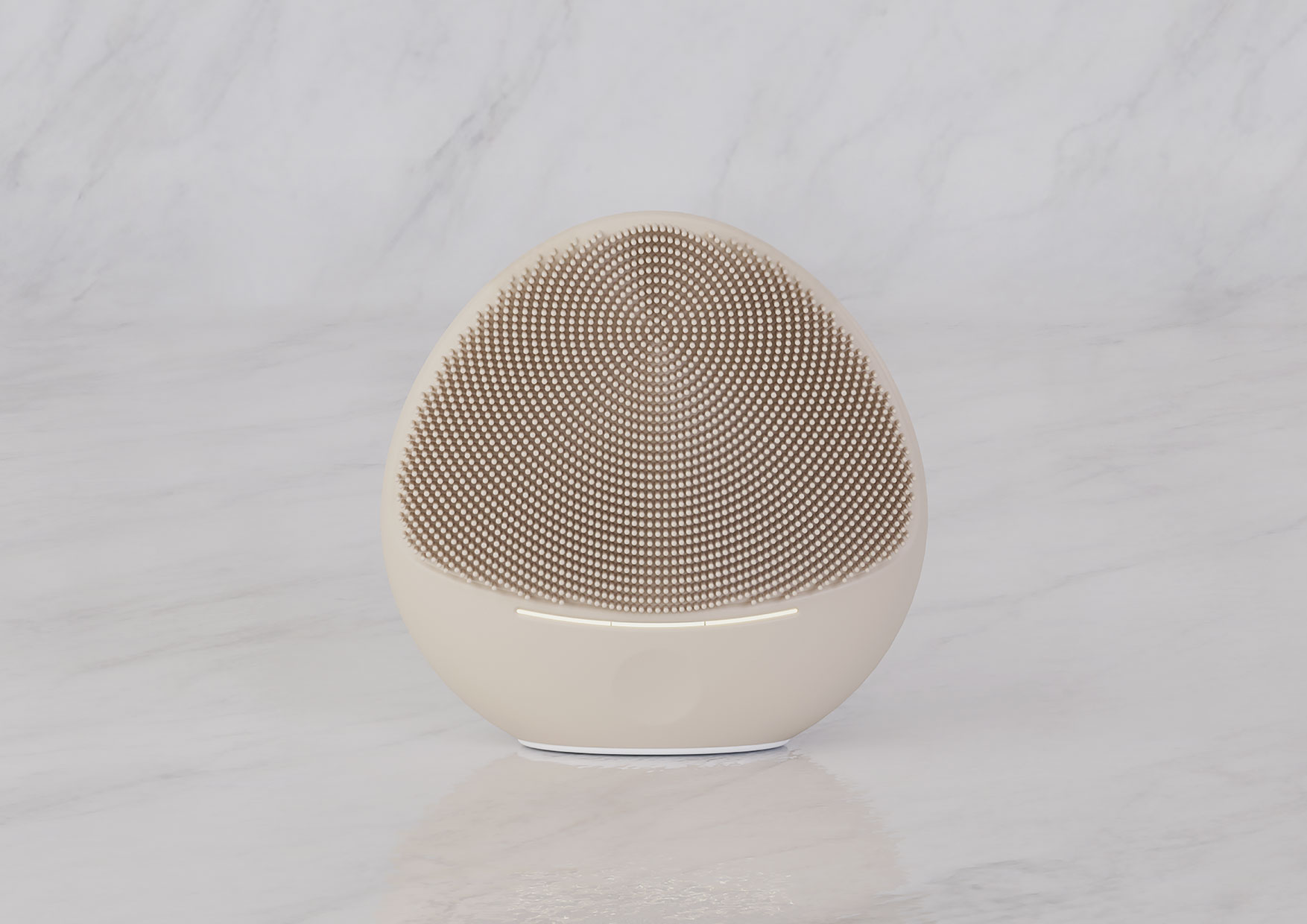 Neno Beauty Mica – widok szczegółowy szczoteczki z opisem funkcji: wibracje soniczne 7500 pulsacji/min, wodoodporność IPX7, silikonowe włókna i etui magnetyczne.