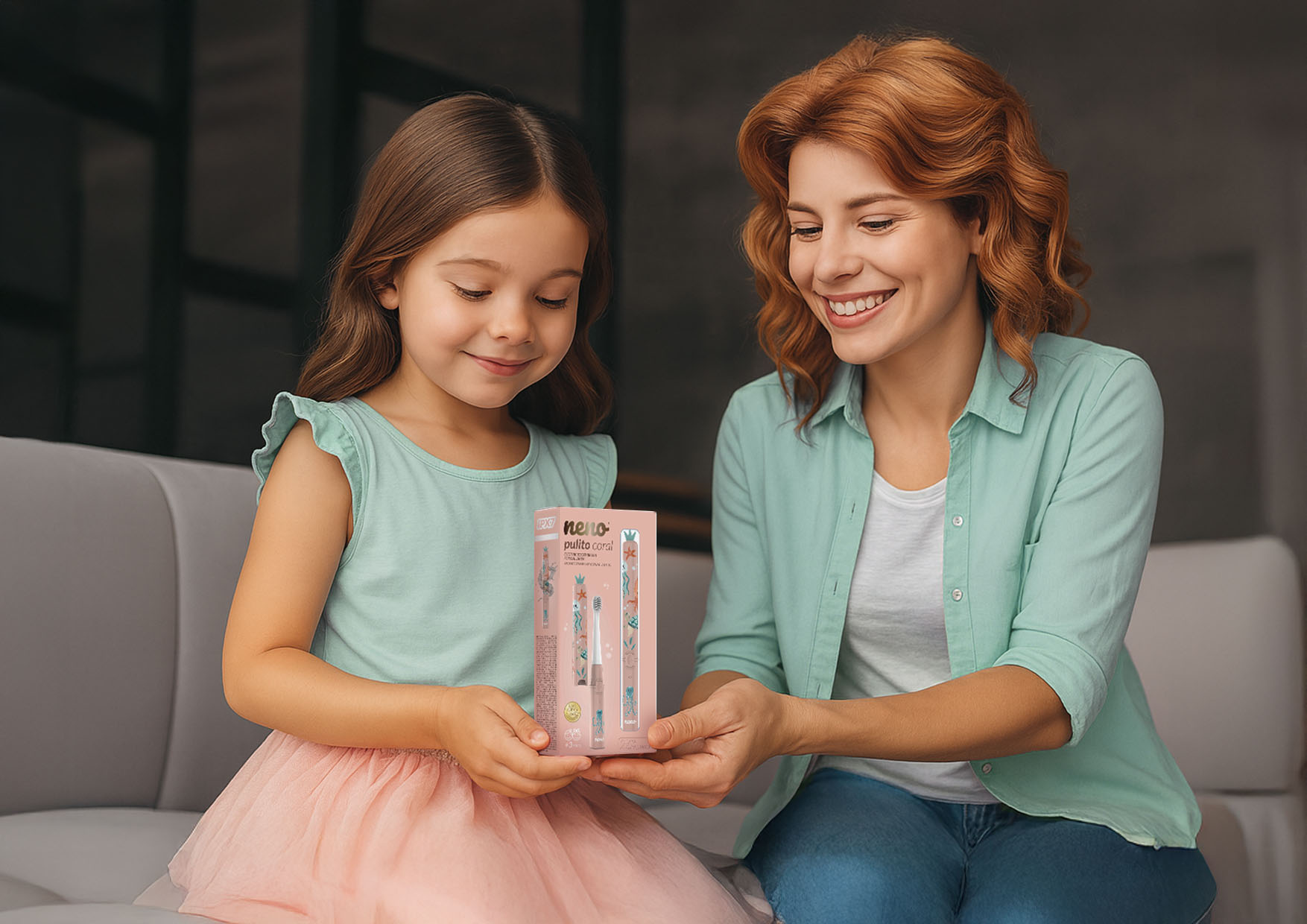 Zestaw szczoteczki dla dzieci jako prezent na jasnym tle