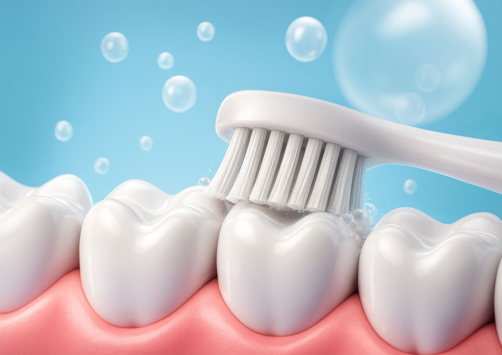 Główka szczoteczki z drobnym nylonowym włosiem, zbliżenie makro